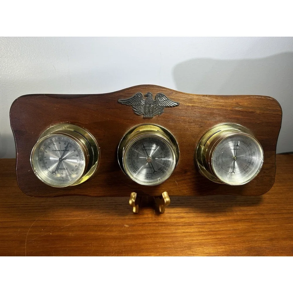 Vintage Springfield USA Eagle Weather Station Thermometer Barometer Hygrometer